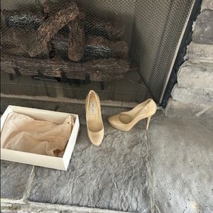 JIMMY CHOO HEELS 👠 SIZE 37  with BOX. SAX FIFTH AVENUE BEIGE